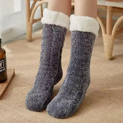 Unisex Knit Slipper Socks with Fold-Over Cuffs
