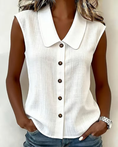 Women's Sleeveless Button-Up Blouse