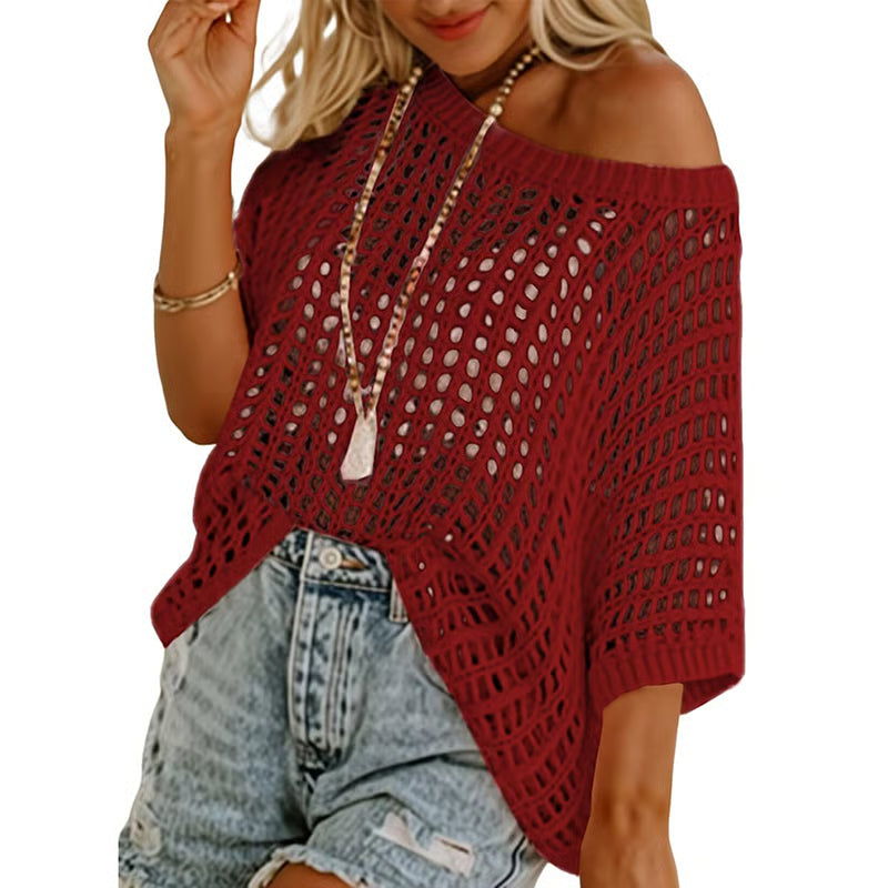 Women's Openwork Knit Beach Cover-Up