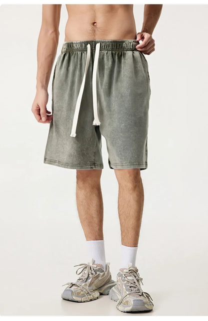 Men's Acid Wash Drawstring Shorts