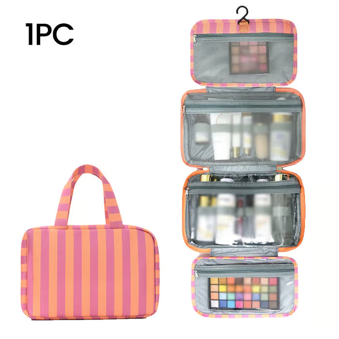 Striped Hanging Toiletry Travel Organizer Bag