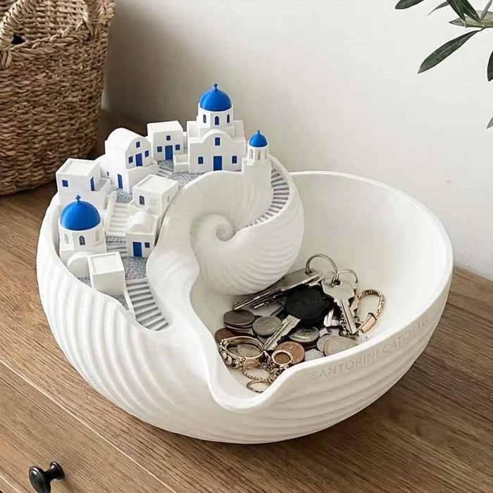 Santorini-Inspired Decorative Catchall Bowl