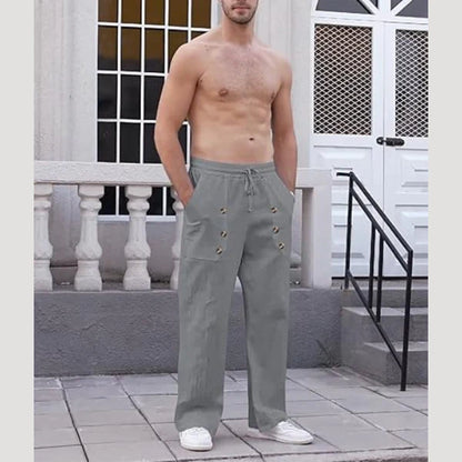 Men's Button Detail Casual Pants