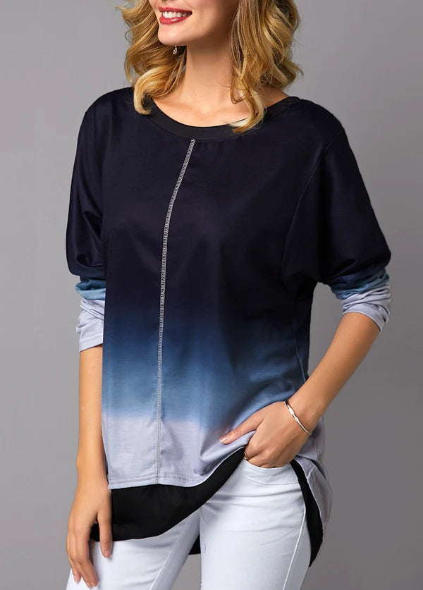 Women’s Ombre Asymmetric Tunic Top