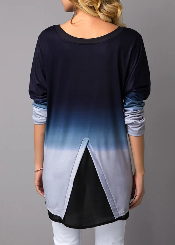 Women’s Ombre Asymmetric Tunic Top