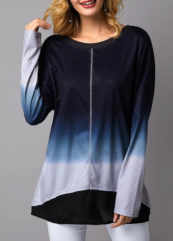 Women’s Ombre Asymmetric Tunic Top