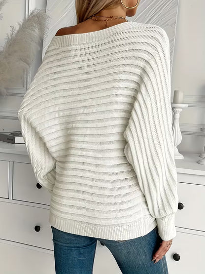 Women’s Ribbed Off-Shoulder Pullover Sweater