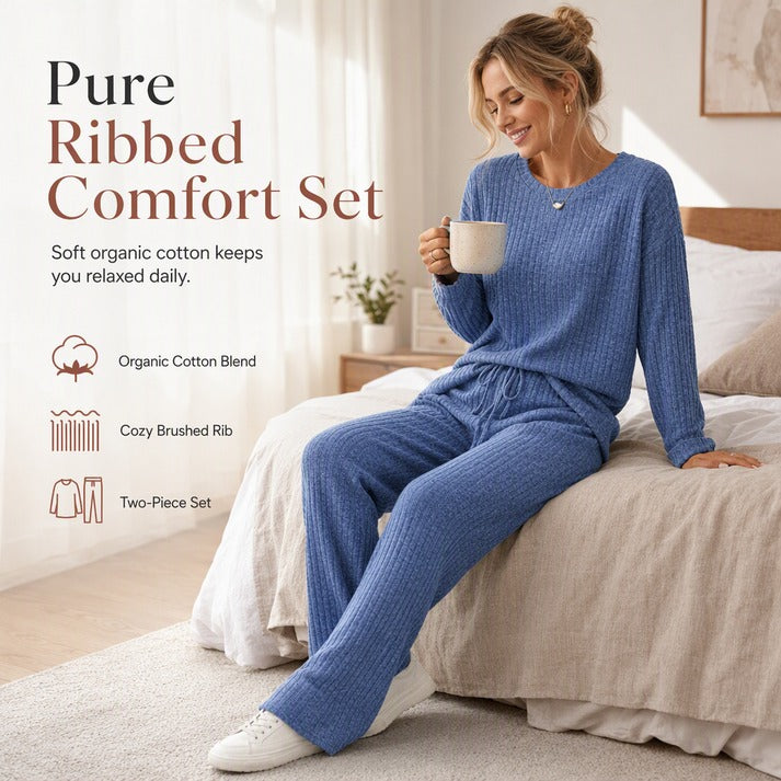 Women's Ribbed Two-Piece Lounge Set