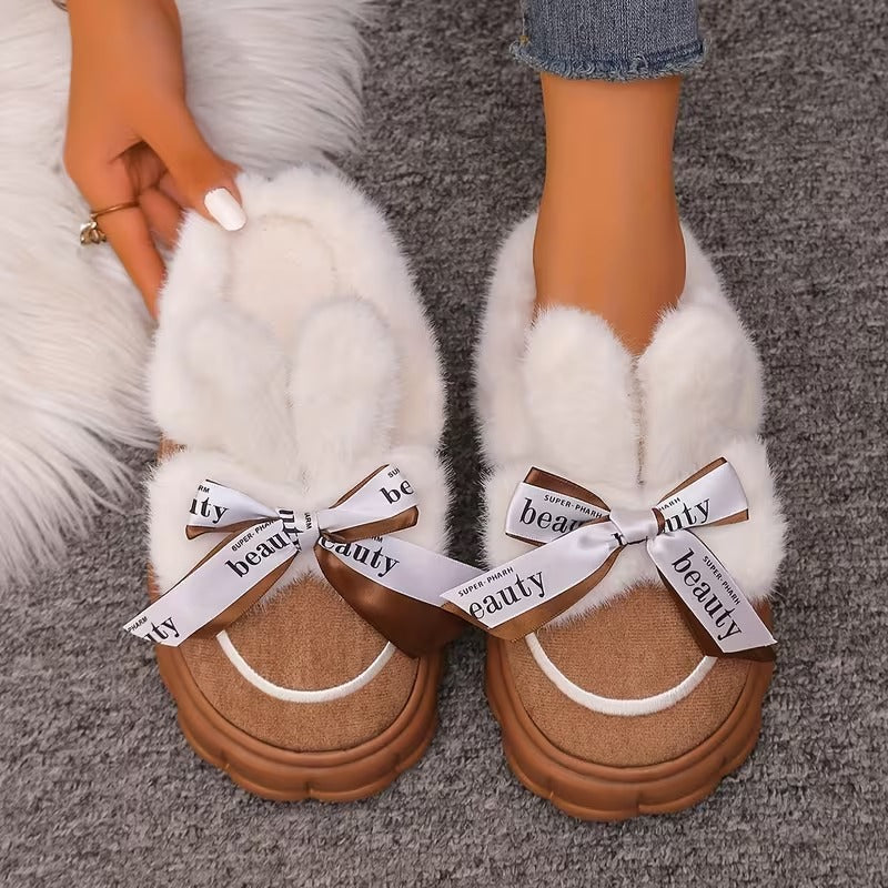 Women's Bow Detail Lined Slippers