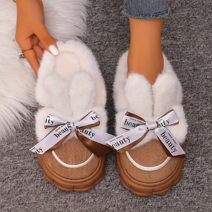 Women's Bow Detail Lined Slippers