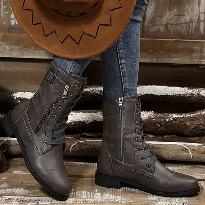 Women's Lace-Up Side-Zip Boots