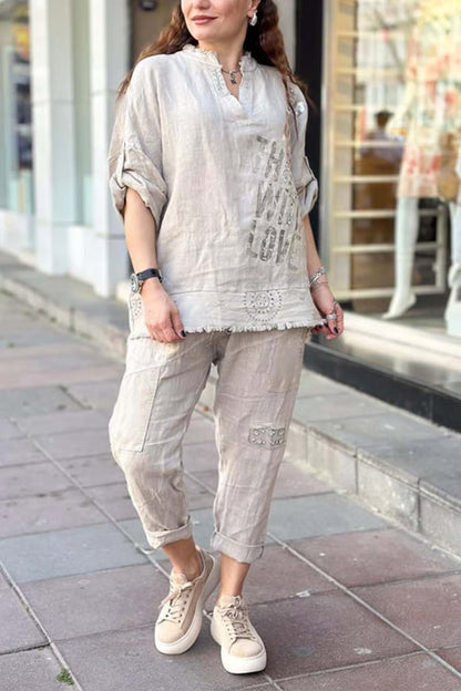 Women’s Relaxed Graphic Top & Cargo Pants Set