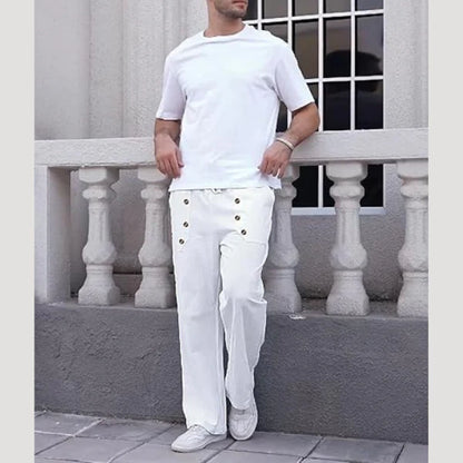 Men's Button Detail Casual Pants