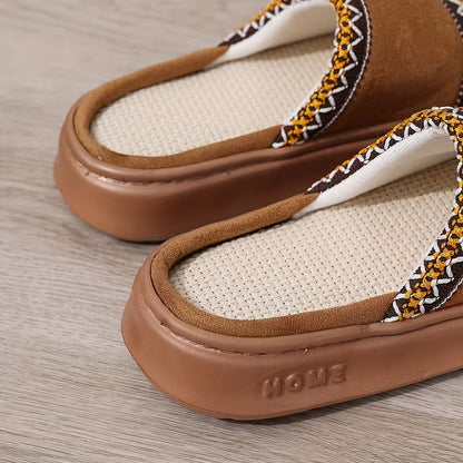 Women's Contrast Stitch Platform Slides