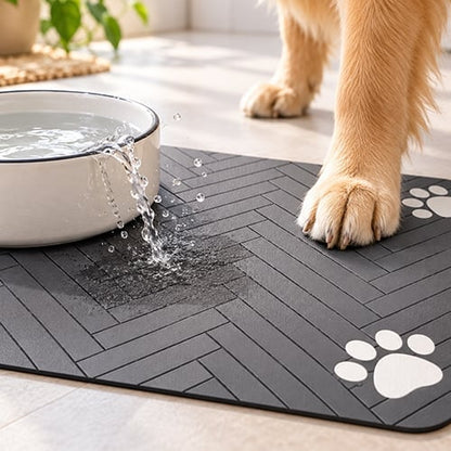 Pet Feeding Mat with Paw Print Design