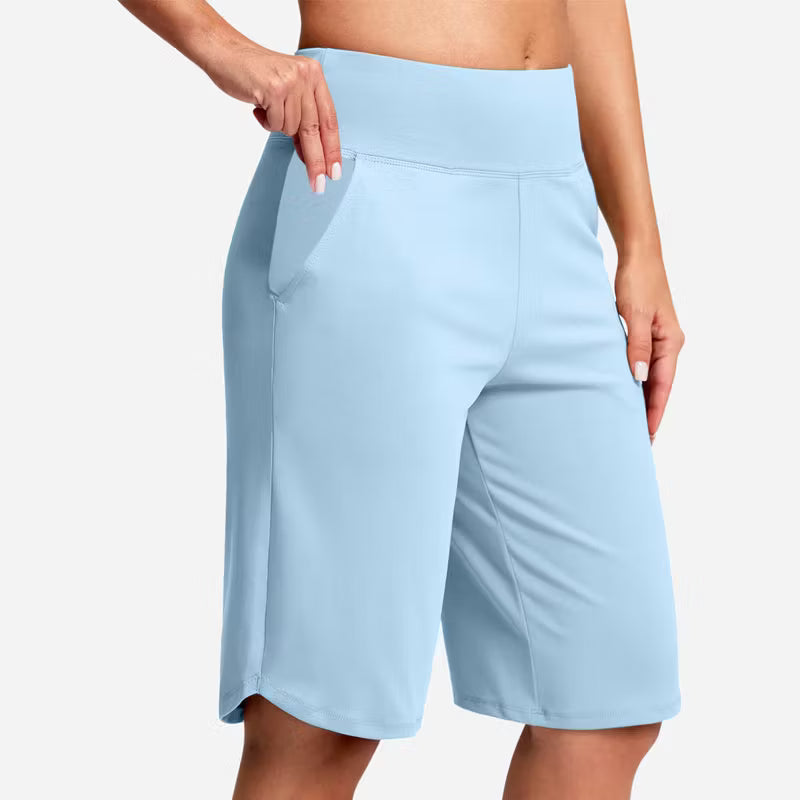 Women's High-Waist Bermuda Shorts with Pockets