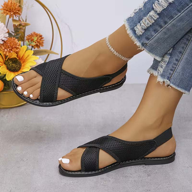 Women's Cross-Strap Mesh Flat Sandals