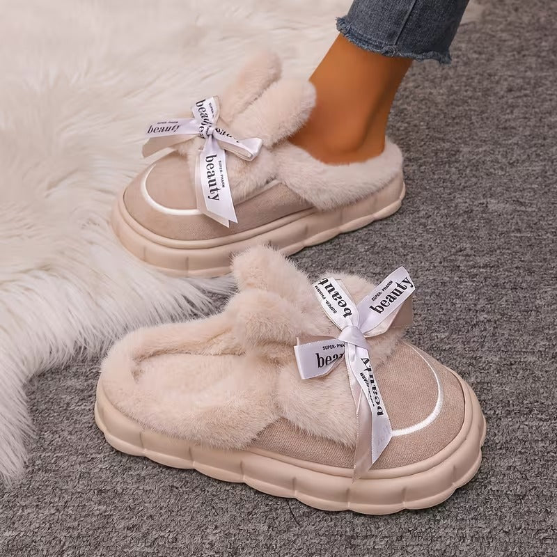 Women's Bow Detail Lined Slippers