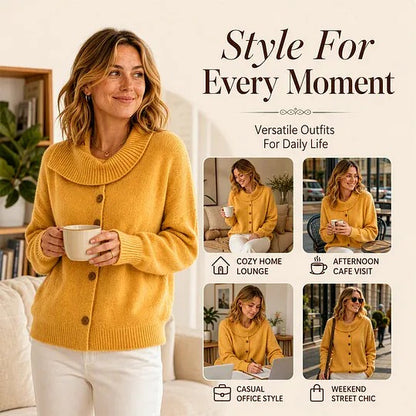 Women's Button-Front Shawl-Collar Cardigan