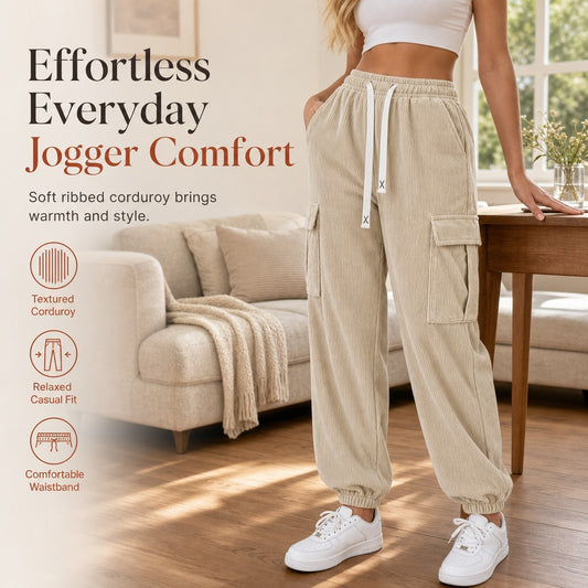 Women's Cargo Jogger Pants with Drawstring Waist