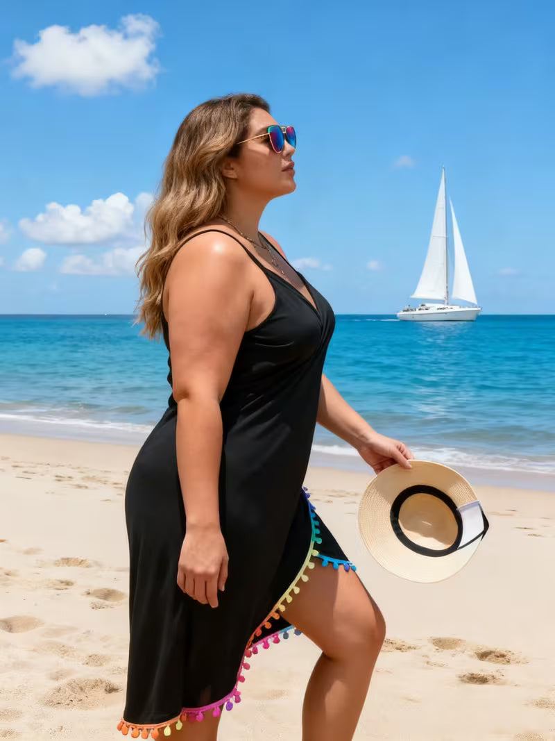 Women's One-Shoulder Tassel Beach Cover-Up