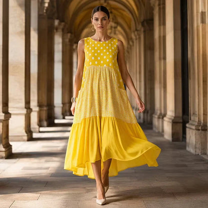 Women’s Polka Dot and Check Patchwork Dress