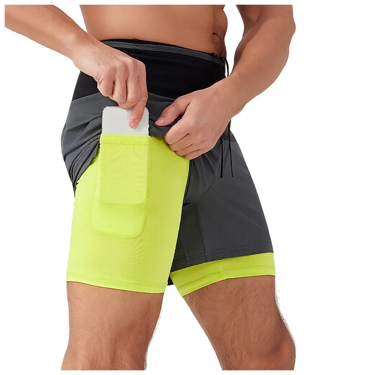 Men's Two-Layer Athletic Running Shorts