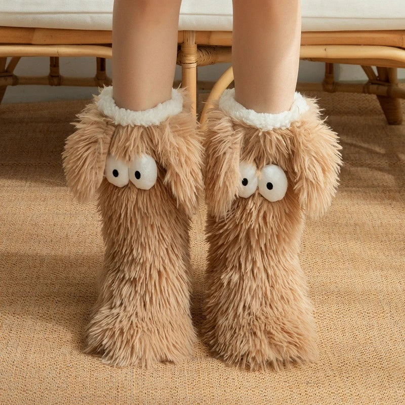 Fluffy Puppy-Design Cosy Anti-Slip Floor Socks