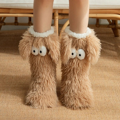 Fluffy Puppy-Design Cosy Anti-Slip Floor Socks