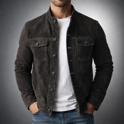 Men’s Button-Up Suede-Look Jacket