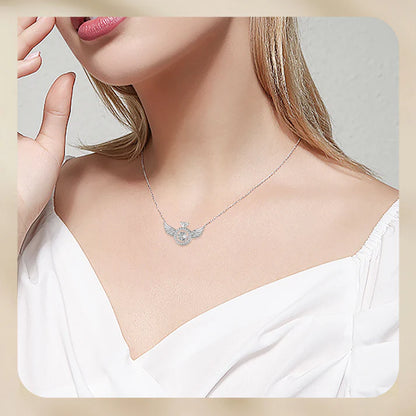 Women's Angel Wing Crystal Pendant Necklace