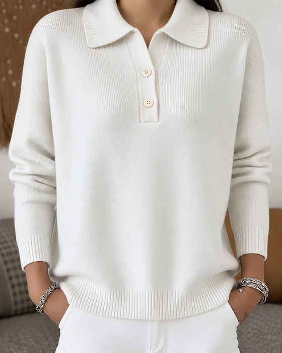 Women's Collared Button Placket Pullover