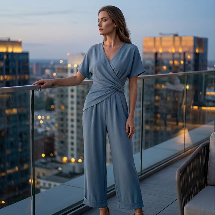 Women's Twist Front V-Neck Jumpsuit
