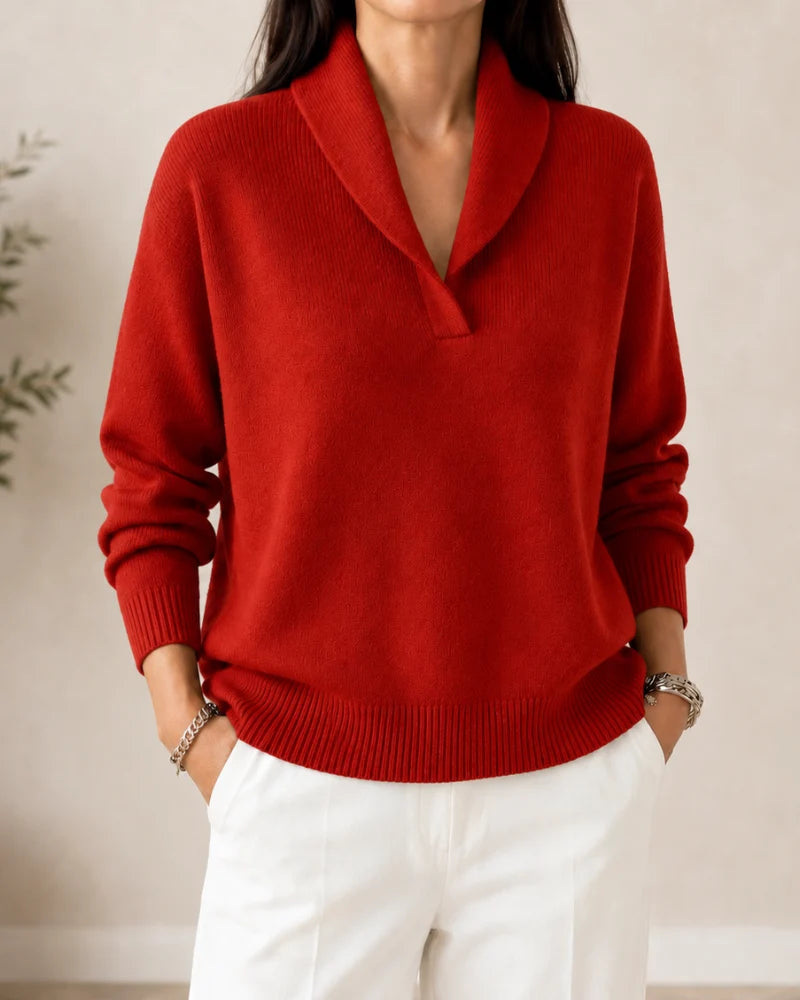 Women's V-Neck Collared Sweater