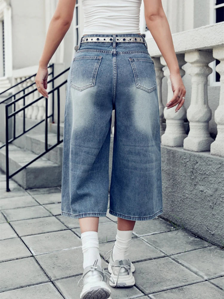 Women's High-Waisted Wide-Leg Cropped Jeans