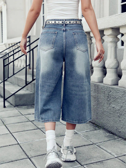 Women's High-Waisted Wide-Leg Cropped Jeans