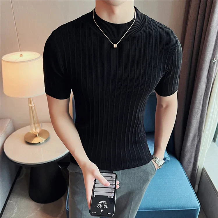 Men’s Ribbed Mock Neck Knit Tee