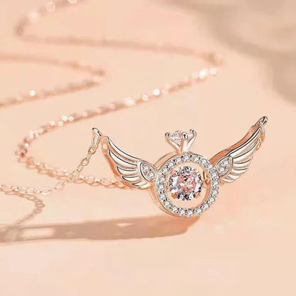 Women's Angel Wing Crystal Pendant Necklace