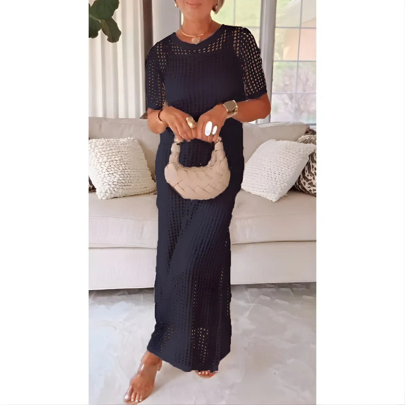 Women’s Elegant Cut-Out Knit Maxi Dress