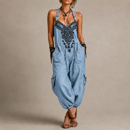 Women's Embroidered Utility Jumpsuit