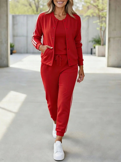 Women’s Casual Sport Stripe Jacket & Jogger Set