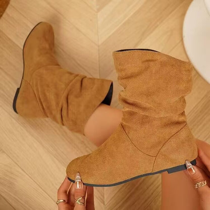 Women's Ruched Flat Ankle Boots