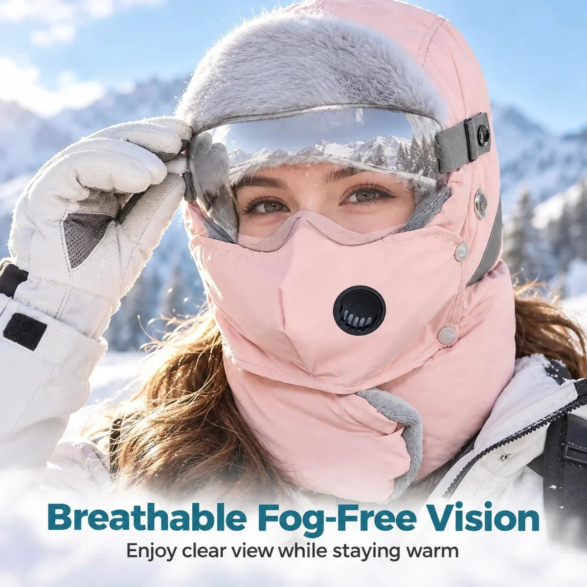 Women's Winter Hat with Face Covering and Goggles