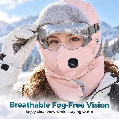 Women's Winter Hat with Face Covering and Goggles
