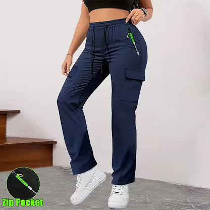 Women's Multi-Pocket Drawstring Cargo Pants