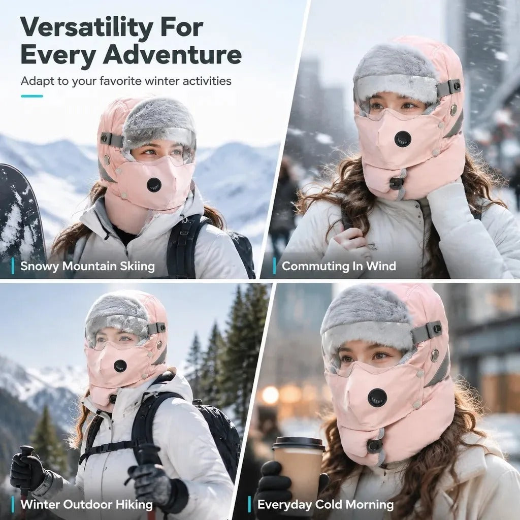 Women's Winter Hat with Face Covering and Goggles