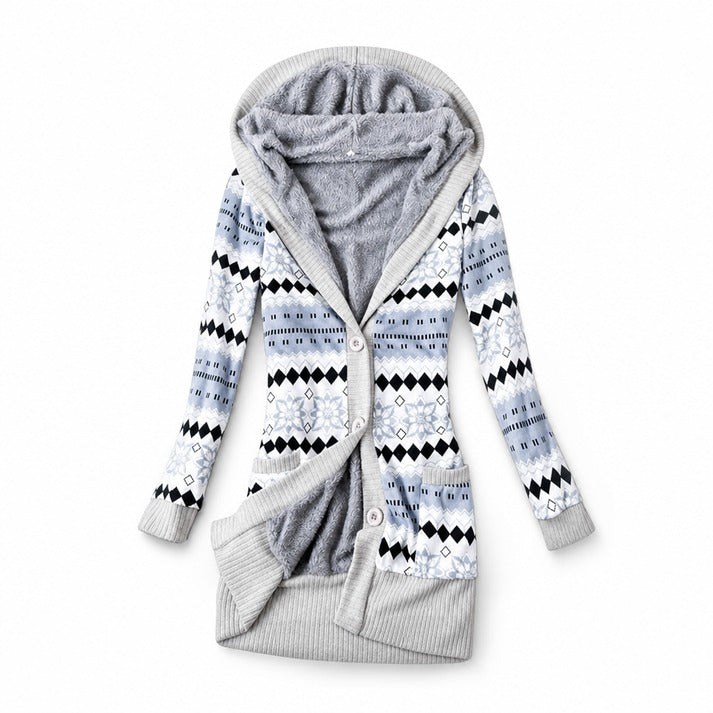 Women's Hooded Button-Front Knit Cardigan