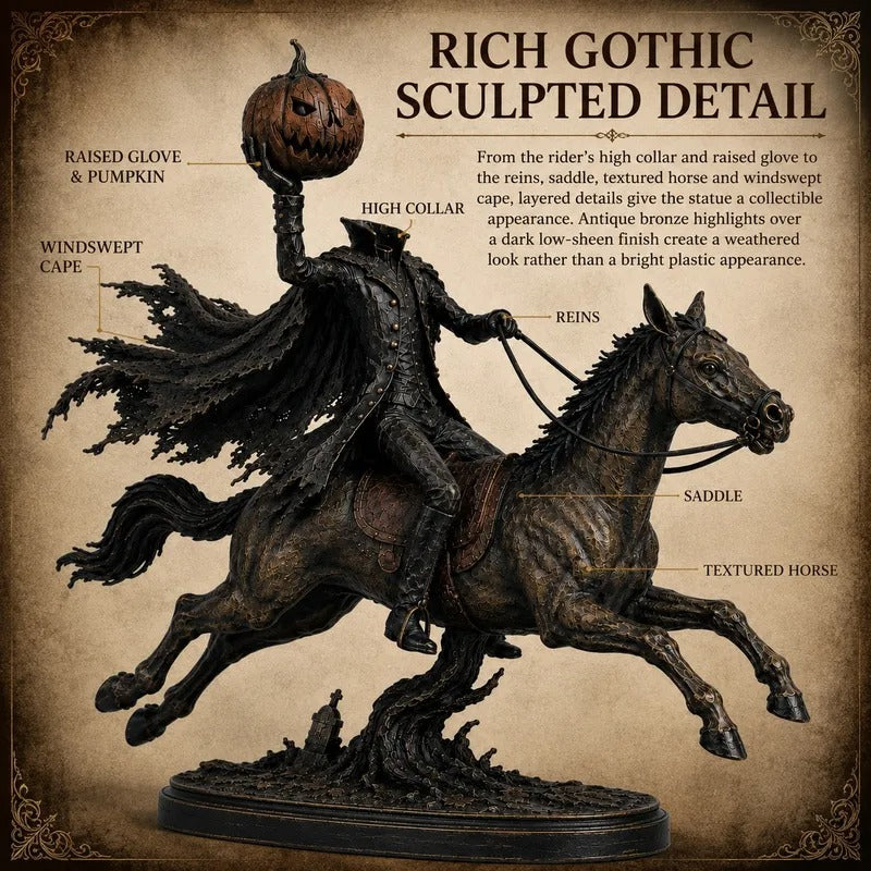 Headless Horseman Pumpkin Rider Statue