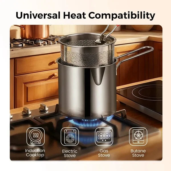 Stainless Steel Frying Pot with Grid