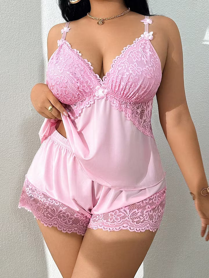 Women's Lace Trim Cami Pajama Set